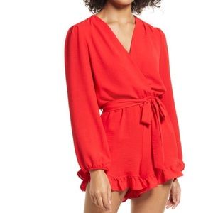 Fraiche by J Red Long Sleeve Romper